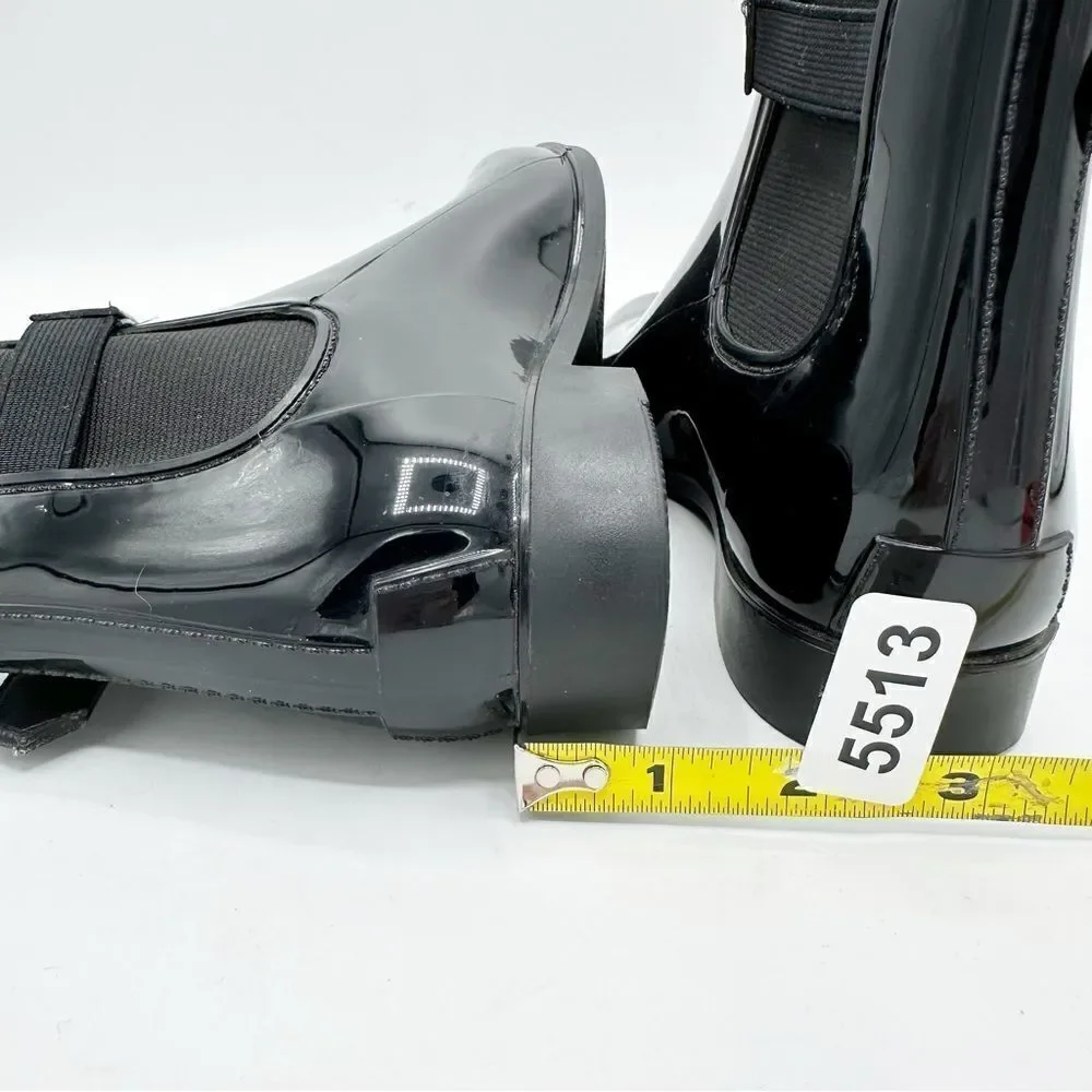 Marc Fisher‎ Women's 6 Rainy Black Glossy Ankle Rain Bootie Buckle Boot Sz 7
